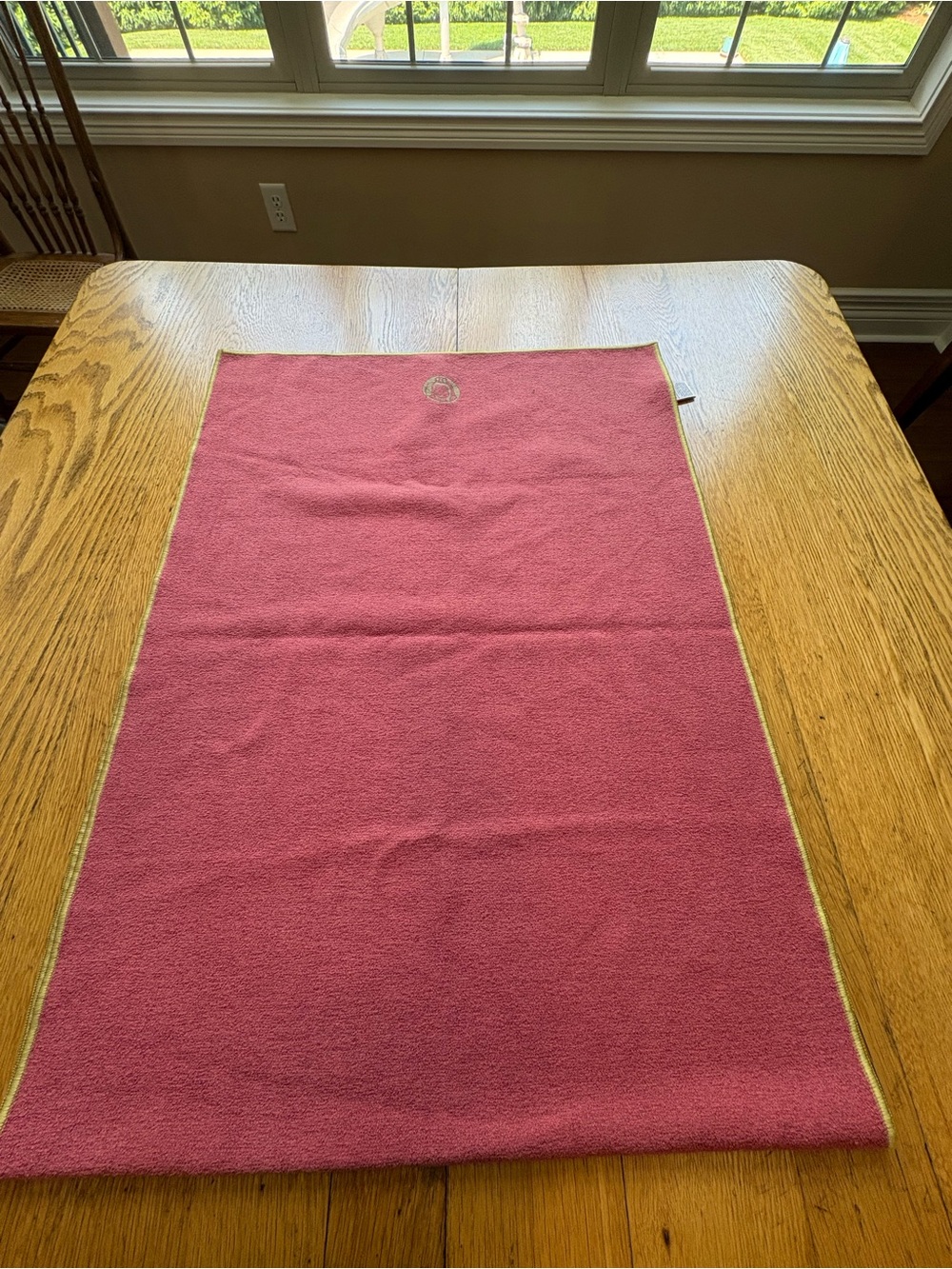 Yogitoes SKIDLESS Yoga Mat Towel Cover Pink Yellow Trim EUC